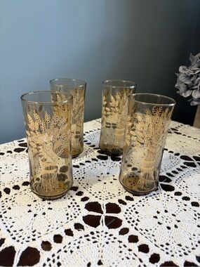 Set of 4 Vintage Libbey Franco (MCM) Wheat Harvest Glasses